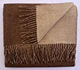 100% Baby Alpaca Throw Blanket, Double Face Throw, More Durable Than Cashmere (Beige & Brown)