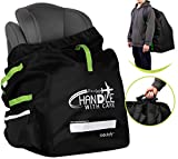 Car Seat Travel Bag with Pouch – Black – Adjustable Straps Backpack – Gate Check Bag for Car Seats for Air Travel with Baby – Protector Cover Infant Carriers & Boosters (Green Straps)
