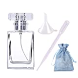 JJKMALL- Luxury 30ml 1OZ Thick Refillable Clear Glass Spray Perfume Bottle Empty Atomizer Bottle Makeup 1pc Free Funnel Filler 1PC Free 3ml dropper 1pc free Storage Gift bag