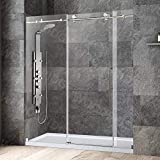 WOODBRIDGE MBSDC7276-B Frameless Shower Doors 68-72' Width x 76' Height with 3/8'(10mm) Clear Tempered Glass in Brushed Nickel Stainless Steel Finish