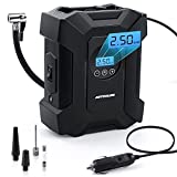 Tire Inflator Portable Air Compressor, 12v Dc Air Pump for Car Tires with Digital Pressure Gauge 150psi and Emergency Led Light, Tire Pump for Car Bicycle Motorcycle Basketball and Other Inflatables