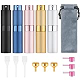 5PCS 8ml Travel Perfume Atomizer Refillable, Mini Cologne Spray Bottle Empty, Small Aftershave Sprayer for Liquid Dispenser (Five Colors)