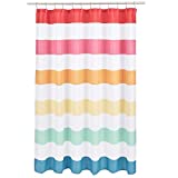 Amazon Basics Fun and Playful Rainbow Banded Stripe Printed Pattern Kids Microfiber Bathroom Shower Curtain - Rainbow Banded Stripe, 72 Inch
