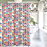 Kids Shower Curtain for Bathroom Multi Rainbow Chevron Shower Curtain with Hooks 70 Wide x 72 Long inches