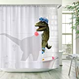 RosieLily Dinosaur Shower Curtain, Kids Shower Curtain, Funny Shower Curtain, Cute Shower Curtain Set with 12 Hooks, Cool Shower Curtain for Bathroom Decor, 72'x72'