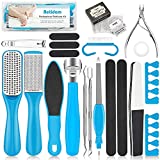 Pedicure Kit 20 in 1, Foot File Set, Stainless Steel Foot Care Kit, Callus and Dead Skin Remover Foot Rasp Peel, Pedicure Tools for Women Men Salon Home (Blue)