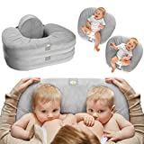 TwinGo Nurse & Lounge Pillow (Grey) - Breastfeeding Pillow for Twins or Two Lounge Pillows || 8 uses || XS to Plus Size Woman || Preemie 0-12+ mo Babies