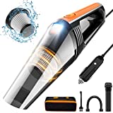 QYHY Car Vacuum, Portable Car Vacuum Cleaner High Power 8000PA/100W/DC12V, 16.4Ft Corded Handheld car Vacuum with LED Light, Deep Detailing Cleaning Kit of Car Interior with Wet or Dry for Men/Women