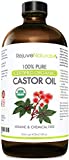 Organic Castor Oil (16oz Glass Bottle) USDA Certified Organic, 100% Pure, Cold Pressed, Hexane Free. Boost Hair Growth for Hair, Eyelashes & Eyebrows. Natural Dry Skin Moisturizer by RejuveNaturals
