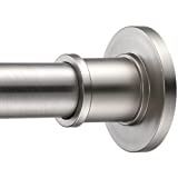 BRIOFOX Industrial Shower Curtain Rod - Never Rust Non-Slip 43-72 Inch 304 Stainless Steel, Brushed Nickel