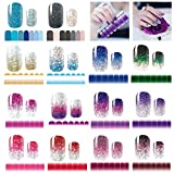 14 Sheets Nail Stickers Glitter Gradient Color Shine Full Wraps Polish Stickers Decal Strips Self-Ashesive Nail Art Sets for Women Girls