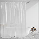 AmazerBath Clear Shower Curtain Liner, 72x72 PEVA 3G Shower Liner, Waterproof Plastic Shower Curtain Liner, Lightweight Shower Curtains for Bathroom with Magnets and 12 Rustproof Metal Grommet Holes