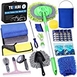 TENKAI 41 PCS Car Wash Kit,Car Cleaning Kit with mop,Waterproof Car Wash Mitt, Hub Brush,Cleaning Towel,Collapsible Bucket,Car Cleaning Gels,Waxing Sponge,Storage Bag, for Cleaning Family Kits