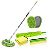 Wontolf 62'' Car Wash Brush with Long Handle Car Wash Mop Car Washing Brush Cleaning Kit Windshield Window Squeegee Car Duster Long Handle Microfiber Towels Cleaning Cloth for Cars RV Truck Boat 9PCS