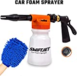 SwiftJet Car Wash Foam Gun Sprayer + Microfiber Wash Mitt - Car Wash Kit & Car Wash Soap - Foam Cannon Garden Hose - Spray Foam Gun Cleaner - Car Foam Sprayer - Car Washing Kit - Snow Foam Blaster