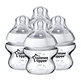 Tommee Tippee Closer to Nature Baby Bottle, Anti-Colic, Breast-like Nipple, BPA-Free - Extra Slow Flow, 5 Ounce (4 Count), Translucent (522568)