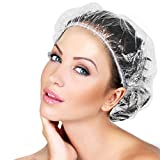 50PCS Disposable Shower Caps, Plastic Clear Thickening Bath Hair Cap and Thick Waterproof Bath Caps for Hair Treatment, Spa, Hotel and Hair Solon, Home Use,Portable Travel (Size 44CM)