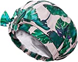Auban Shower Cap Reusable,Ribbon Bow Bath Cap Oversized Large Design With Waterproof Exterior for All Hair Lengths,Great for Girls Spa Home Use,Hotel and Hair Salon (Green)