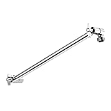 Singing Rain 15'' Extra Long Solid Brass Chromed Shower Extension Arm With Locking Nuts, Height and Range Adjustable, G1/2 Universal Connector