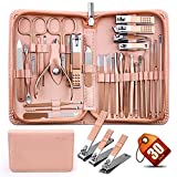 WOAMA 30-Piece Manicure Set Professional Nail Clipper Set Stainless Steel Manicure Kit Nail Care Kit with Case [Pink]