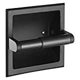 POKIM Matte Black Recessed Toilet Paper Holder/Tissue Paper Holder Stainless Steel Toilet Paper Holder in Wall for Bathroom Accessories Rear Mounting Bracket Included…