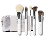 Morphe x Jaclyn Hill Makeup Brush Set - The Complexion Master Collection - Includes Bronzer, Foundation, Blush, Undereye Powder and Highlighter Brushes Plus Travel Bag - Natural and Synthetic Brushes