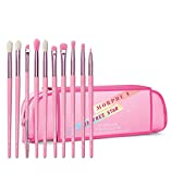 Morphe x Jeffree Star Eye Brush Collection - 10 Stunning Superstars with a Superstar Pink Bag - Natural and Synthetic Brushes