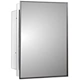 Mirrors and More Recessed Framed Mirror Bright Steel Medicine Cabinet | Fixed Shelf | Bathroom | Kitchen | 16' x 22'