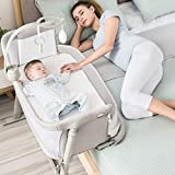 Baby Bassinet,RONBEI Bedside Sleeper Baby Bed Cribs,Baby Bed to Bed, Newborn Baby Crib,Adjustable Portable Bed for Infant/Baby Boy/Baby Girl (Bassinet)