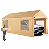 MARVOWARE 10x20ft Heavy Duty Carport with Removable Sidewalls & Doors, Rolling Curtain and Doors,Car Canopy Portable Garage for Automobile, Boat, Tools, Car Garage Tent for Market Party