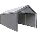 Abba Patio 10 x 20 ft Carport Heavy Duty Carport with Removable Sidewalls & Doors Portable Garage Extra Large Car Canopy for Auto, Boat, Party, Wedding, Market stall, with 8 Legs, Gray