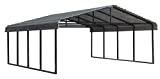Arrow 20' x 20' 29-Gauge Steel Metal Carport with Galvanized Steel Roof Panels - Charcoal