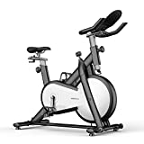 MOBI FITNESS Exercise Bike - Stationary Bike with Intelligent One Touch Control Knob & Highly Elastic Seat Cushion, 32 Levels of Magnetic Resistance Indoor Cycling Bike for Home Gym with Fitness App