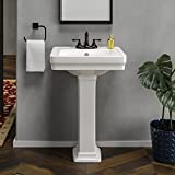 Magnus Home Products Tifton 100 Vitreous China Pedestal Bathroom Sink, 4' Centerset, White, 86.87 lb