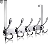 Over The Door Hooks,Coat Rack for Hanging Clothes Hat Towel (Heavy Duty Silver 1pcs)