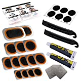 Taoanlo Bike Tire Patch Repair Kit, Portable Bike Tire Patch - with 12 PCS Vulcanized Patches, 6 PCS Pre Glued Patchs, Metal Rasp and Lever, for Bicycle, BMX, Motorcycle and Inflatable Rubber