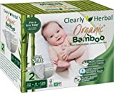 Clearly Herbal Organic Bamboo Diapers, Micro Cushion Comfort & Other Compostable Plant-Based Materials, Size 2 32ct Case (4 Inner Bags)