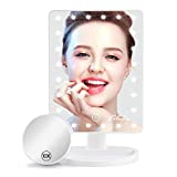 Fabuday Makeup Mirrors with Lights - Fabuady Lighted Makeup Mirror with Detachable 10X Magnification, Light Up Mirror Touch Screen and Light Adjustable, 180° Rotation, Powered by Battery, White