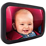 LUSSO GEAR Baby Backseat Mirror for Car - Largest and Most Stable Mirror with Premium Matte Finish - Crystal Clear View of Infant in Rear Facing Car Seat - Secure and Shatterproof - Black