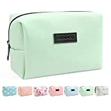 Small Makeup Bag For Purse, MAANGE Travel Cosmetic Bag Makeup Pouch PU Leather Portable Versatile Zipper Pouch For Women (Green)