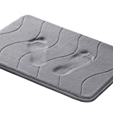 Memory Foam Bath Mat for Bathroom Non Slip Bath Rug Velvet Thick Soft and Comfortable Water Absorbent Machine Washable Easier to Dry Floor Rug Mats Waved Pattern, 24x17 Inches, Grey