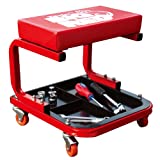 Torin TR6300 Red Rolling Creeper Garage/Shop Seat: Padded Mechanic Stool with Tool Tray