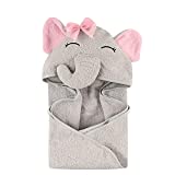 Hudson Baby Unisex Baby Cotton Animal Face Hooded Towel, Pretty Elephant, One Size