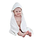 Baby Hooded Bath Towel 32x32in Large Bath Towel 100% Muslin Cotton 6 Layers for Boy Girls Soft and Absorbent by Yoofoss (White)