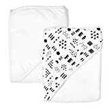HonestBaby unisex baby 2-Pack Organic Cotton Hooded Towels Bandana, Pattern Play, One Size US