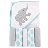 Luvable Friends Unisex Baby Hooded Towel with Five Washcloths, Ikat Elephant, One Size