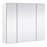 Topeakmart 2-Tier Wall Mounted Medicine Cabinet with 3 Mirror Doors and Adjustable Shelf, Storage Cabinet for Living Room, Laundry Room, Mudroom, Easy Assembly, L28xD6xH24, White