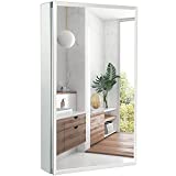 MOVO Medicine Cabinet with Mirror,15 Inch X 26 Inch Aluminum Bathroom Mirror Cabinet with Single Door,Adjustable Glass Shelves,Recess or Surface Mount Installation