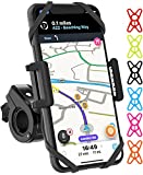 TruActive Premium Bike Phone Mount Holder, Motorcycle Phone Mount, 6 Color Bands Included, Cell Phone Holder for Bike – Universal Any Phone or Handlebar, Bike Phone Holder, ATV - Tool Free Install