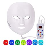Led Face Mask Light Therapy, NEWKEY 7 Led Light Therapy Facial Skin Care Mask - Blue & Red Light for Acne Photon Mask - Korea PDT Technology for Acne Reduction